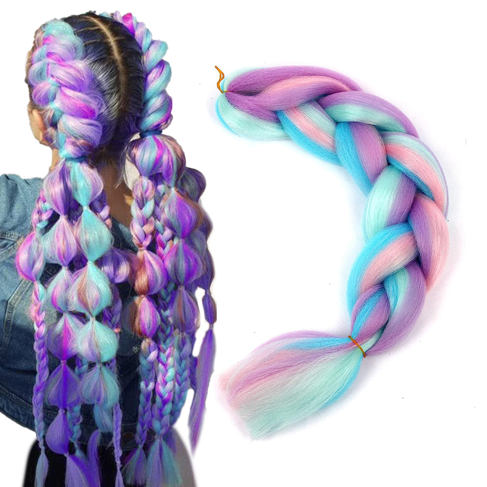 Extensii par sintetic pentru impletituri, Zola®, 60 cm,  violet-albastru-ombre Extensii par sintetic pentru impletituri, Zola®, 60 cm,  violet-albastru-ombre